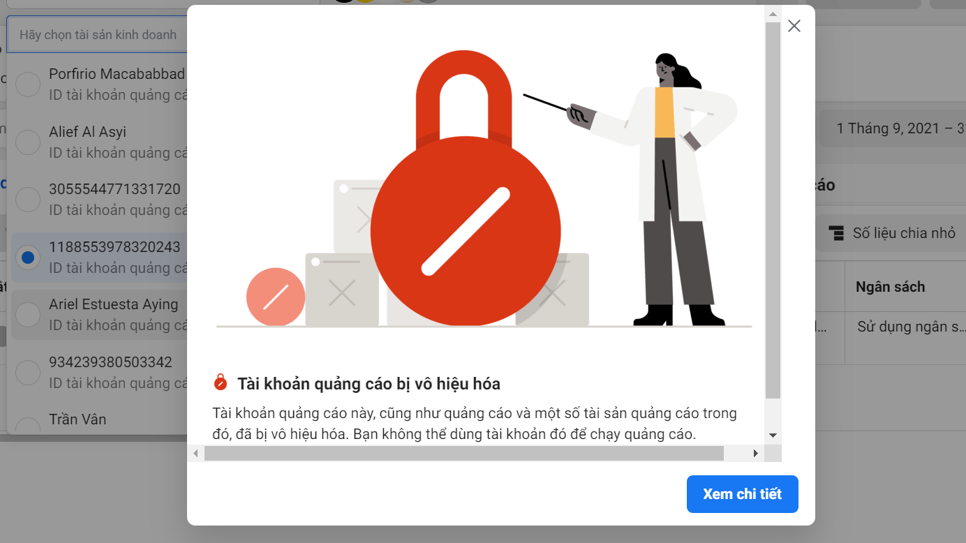 Tài khoản quảng cáo cá nhân thường xuyên bị vô hiệu hóa
