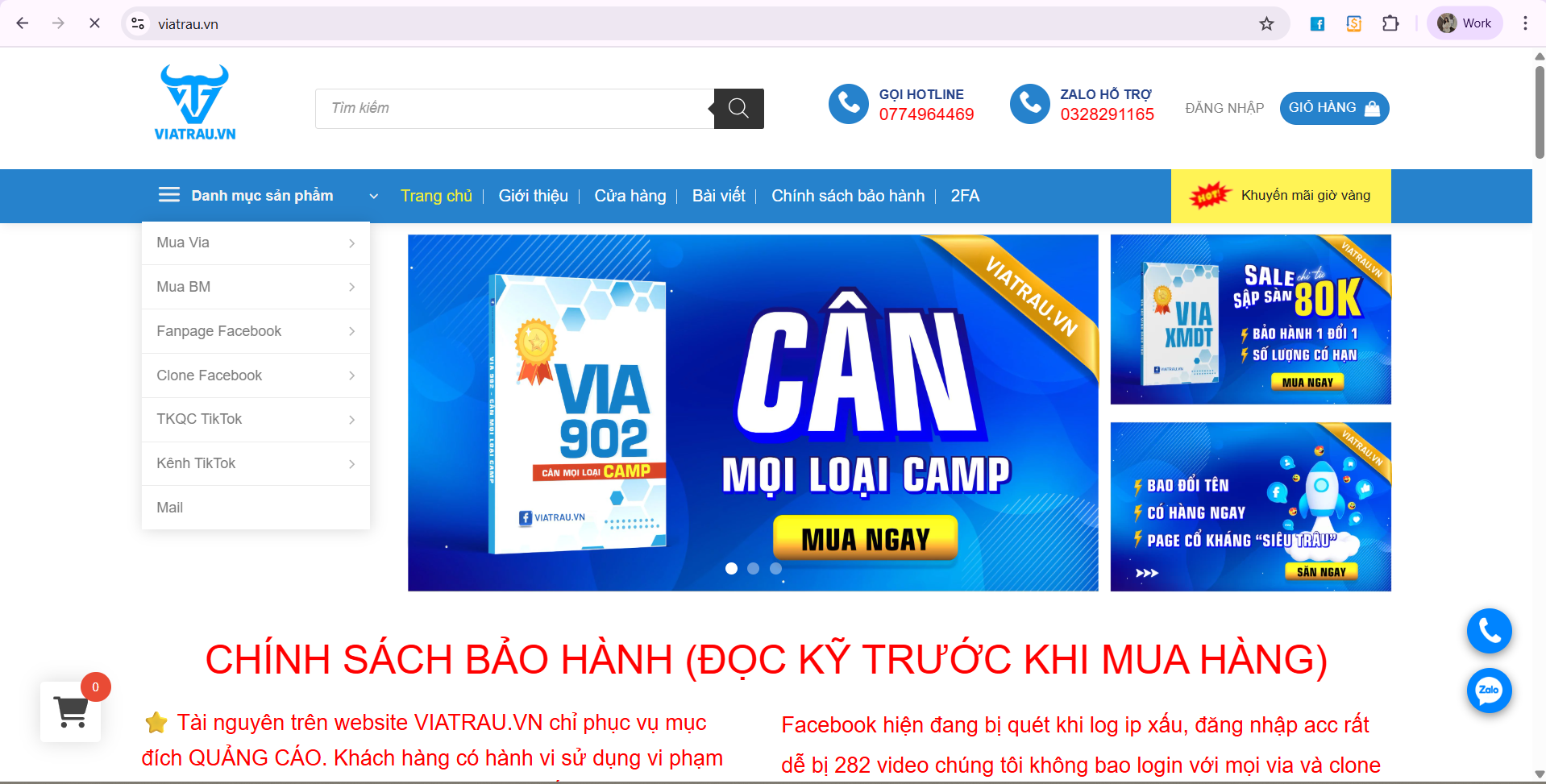 Truy cập website viatrau.vn 