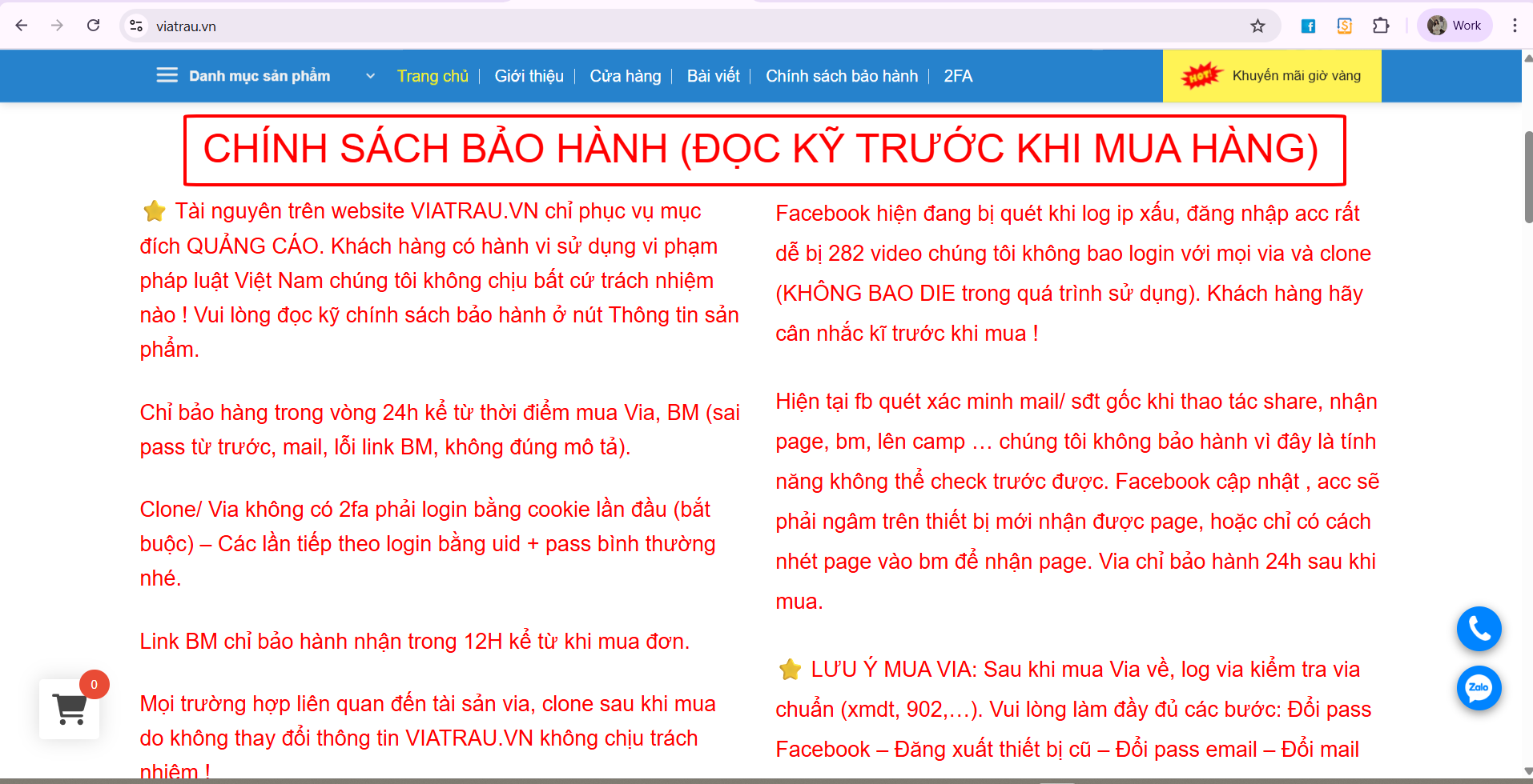 Chính sách bảo hành