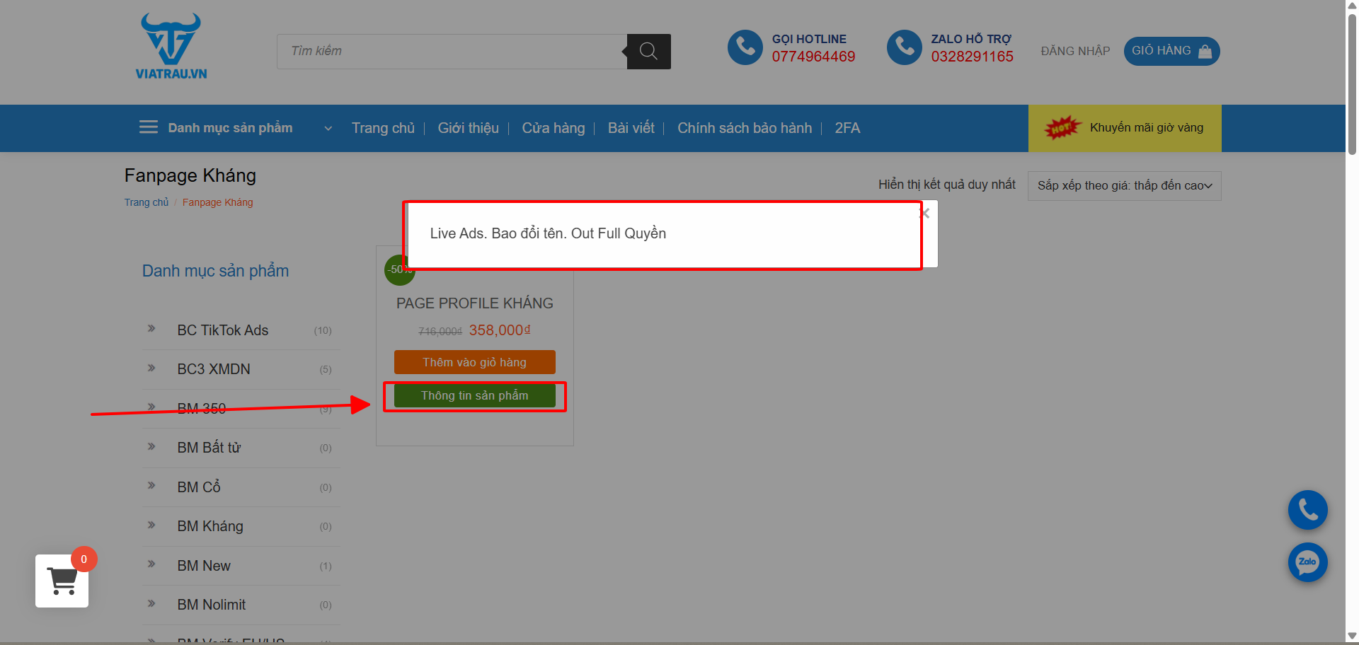 Kiểm tra thông tin sản phẩm