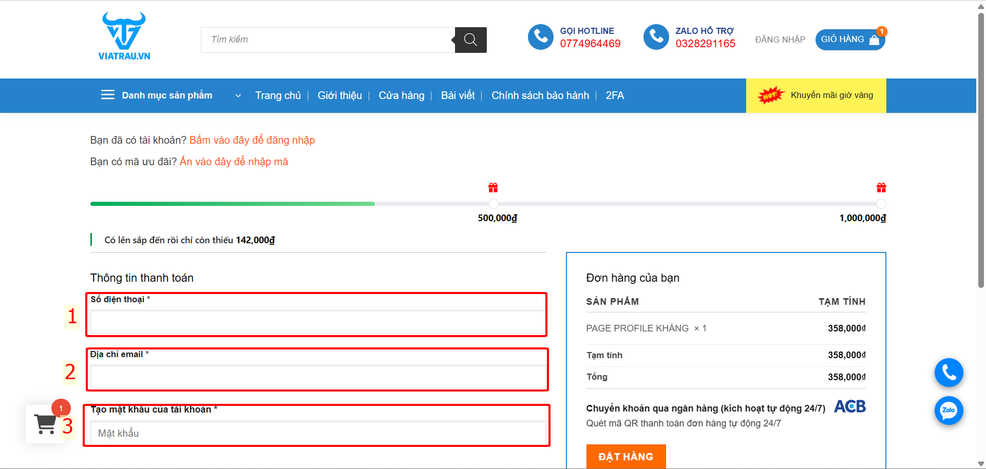Đăng ký/Đăng nhập tài khoản