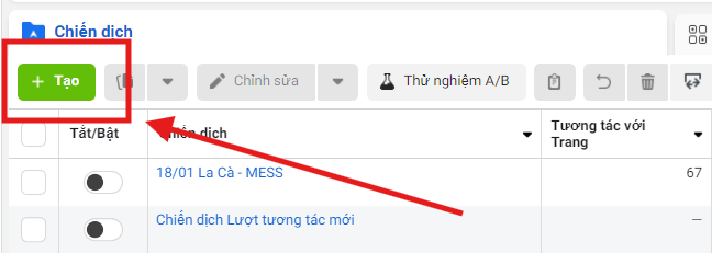 Tạo chiến dịch quảng cáo Facebook