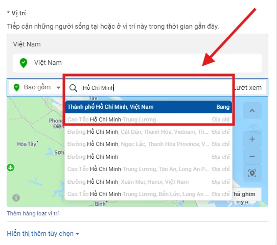 Target địa lý khách hàng tiềm năng trong quảng cáo Facebook 