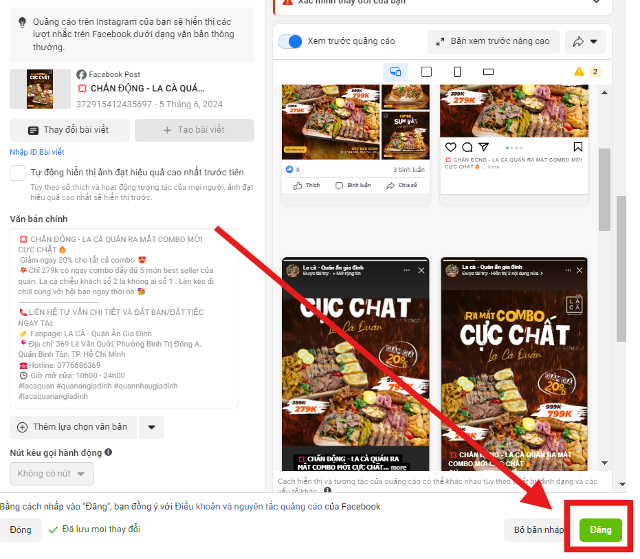 Đăng tải quảng cáo Facebook
