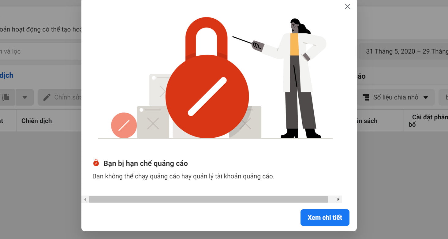 Tài khoản quảng cáo bị vô hiệu hóa