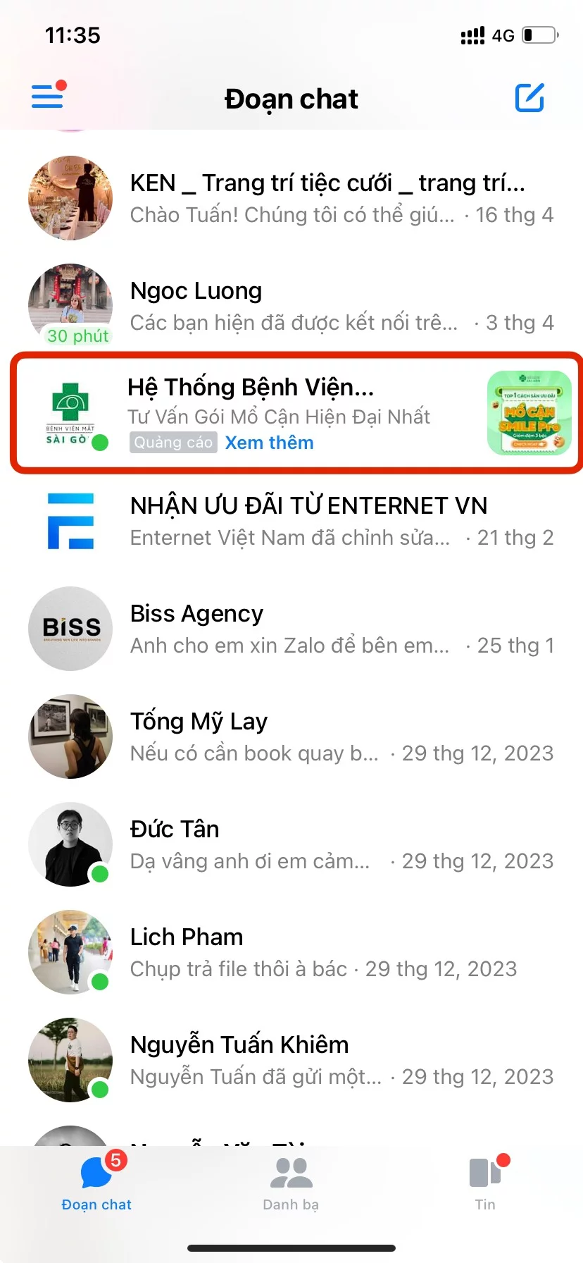quảng cáo messenger