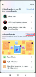 Chọn mục xem tất cả để điều ẩn quảng cáo