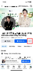Click vào 3 dấu chấm để chặn quảng cáo fanpage