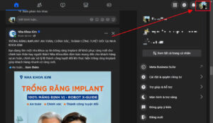 Thanh Menu góc phải màn hình Facebook