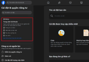 Trung tâm tài khoản Facebook
