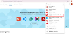 Tìm Adblock trên thanh tìm kiếm