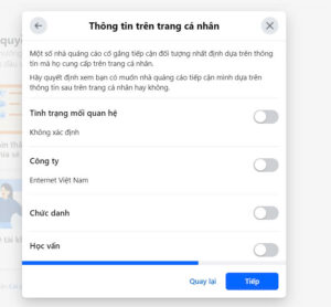 Tắt chia sẻ thông tin Facebook