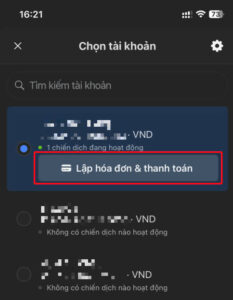 Lập hoá đơn thanh toán