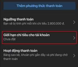 Giới hạn chi tiêu cho tài khoản