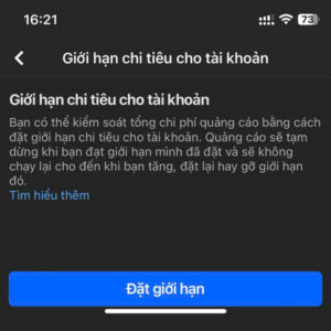 Đặt lại giới hạn chi tiêu quảng cáo